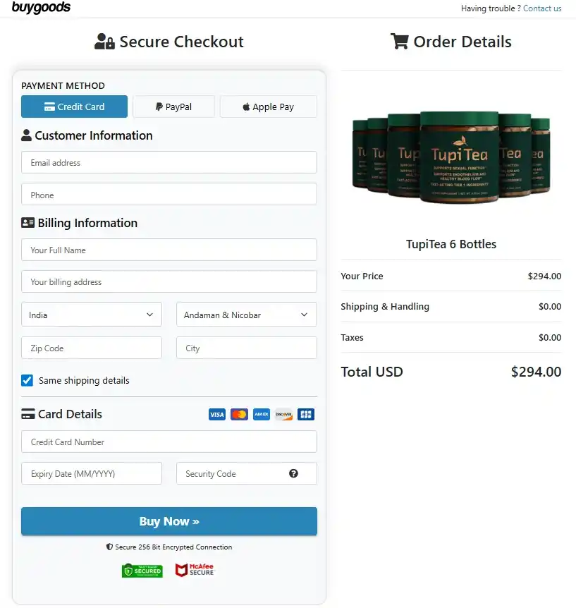 Tupi Tea Tupi Tea Order Page